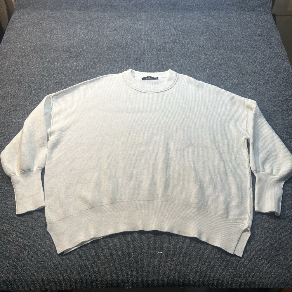 LILLUSORY Women's Oversized Sweater SOFT Warm Pullover White Size Medium